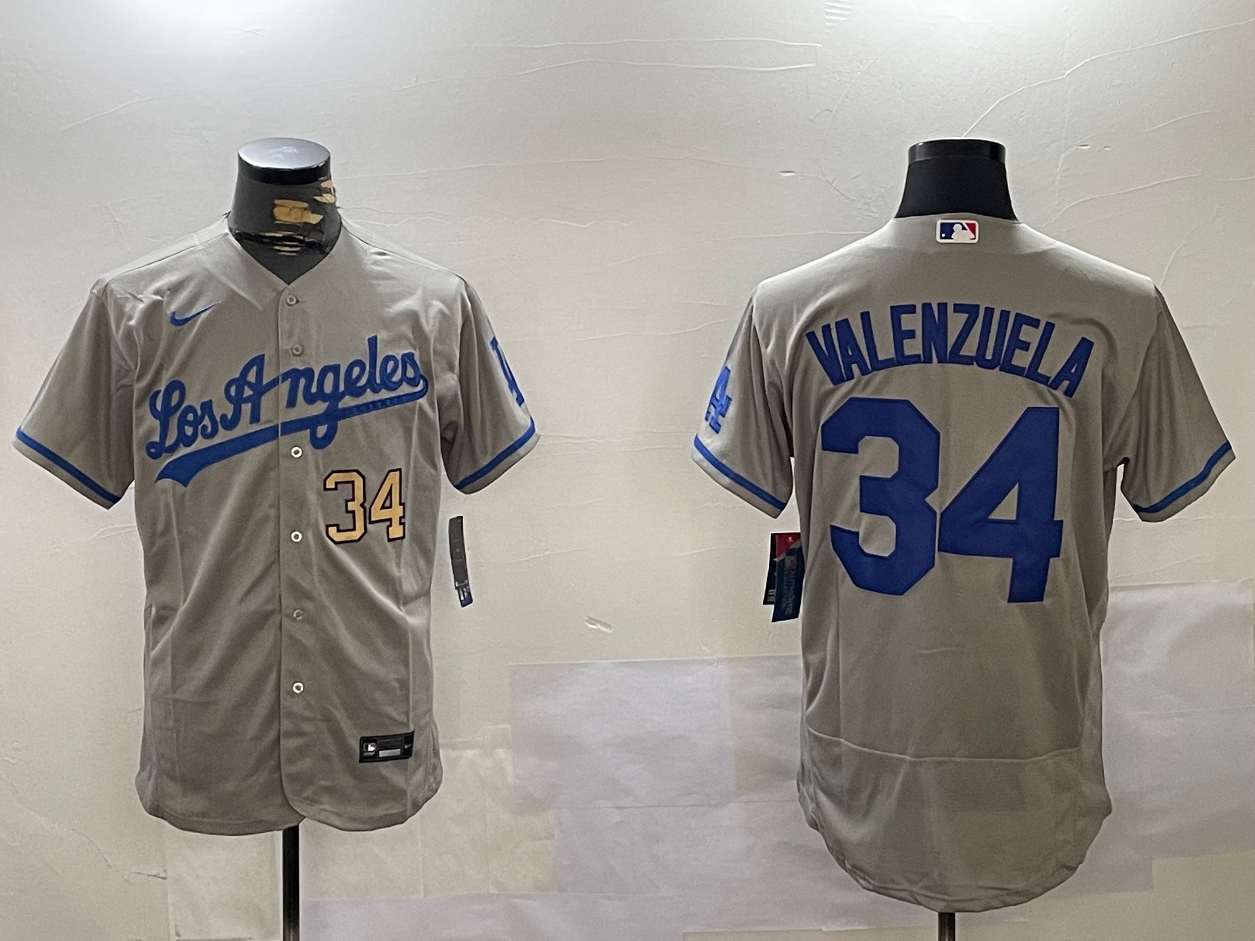 Men Los Angeles Dodgers #34 Valenzuela Grey Elite 2024 Nike MLB Jersey style 12162